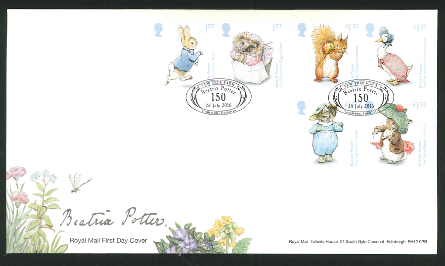 2016 - Beatrix Potter First Day Cover, Coniston Cumbria Postmark - Click Image to Close